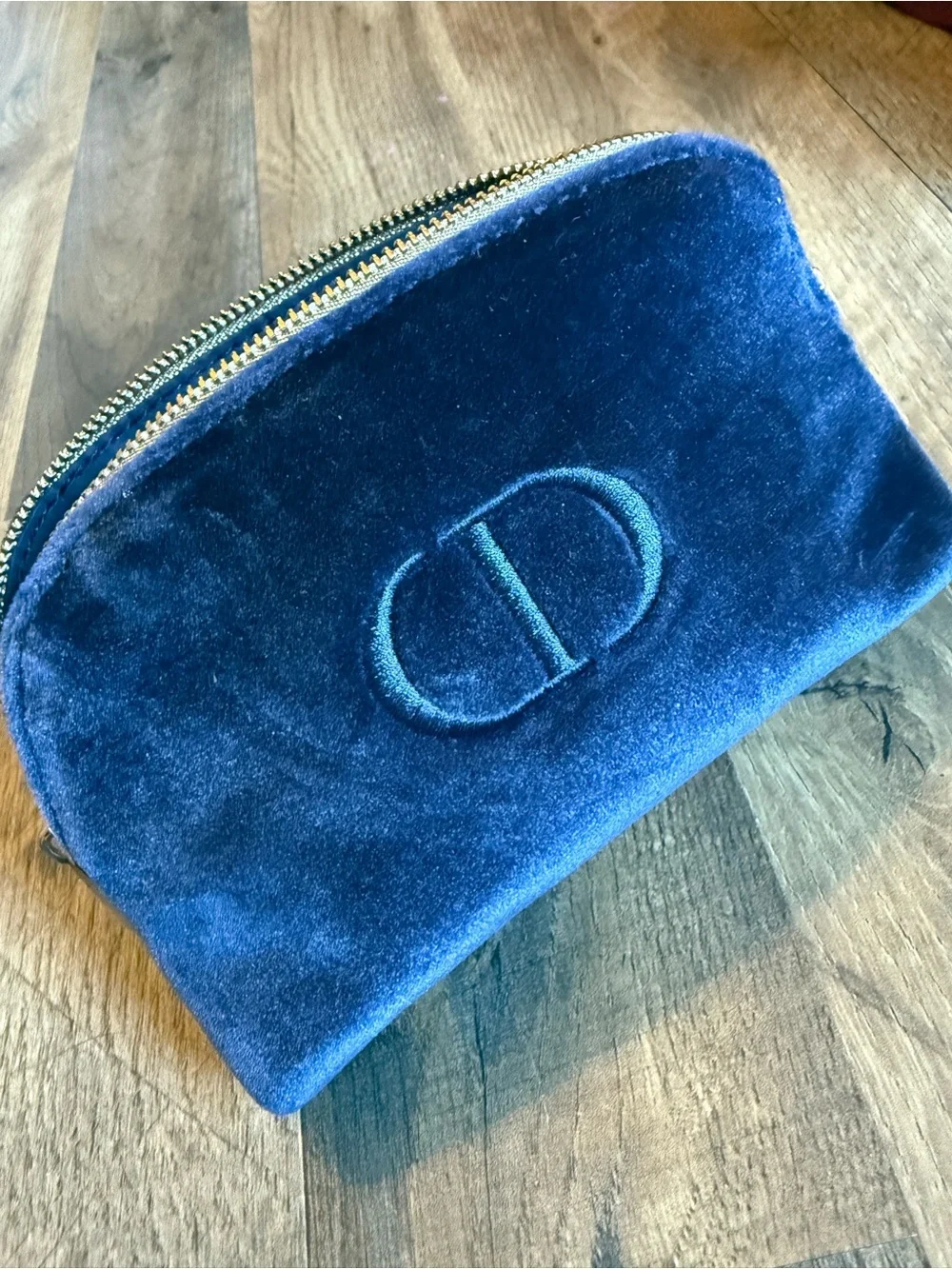 Dior Dark Blue Velvet CD Logo Pouch